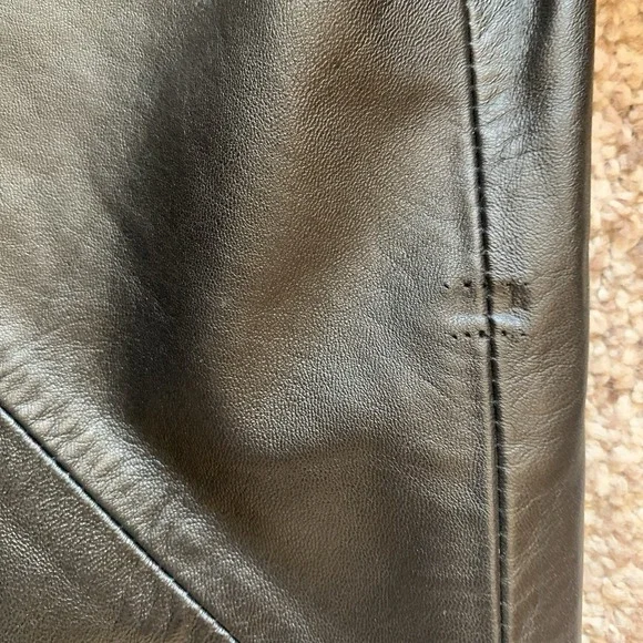 Faux Leather Blazer Jacket Women's XS Black Shoulder Pads Buttons - Picture 12 of 12